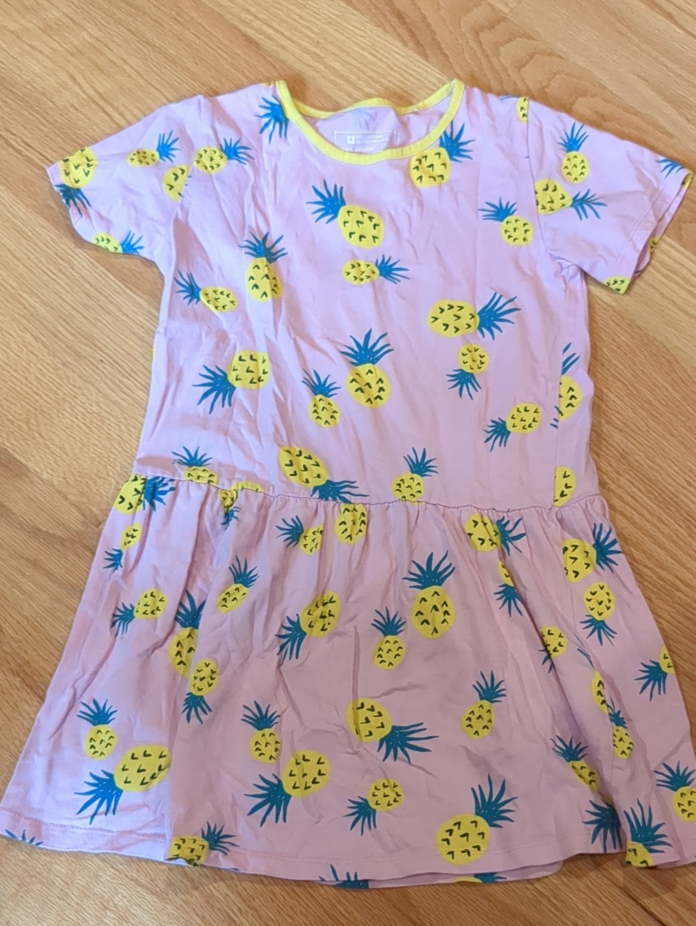 Kids' Organic Cotton 7-8 Pink Pineapple Print Casual Dress